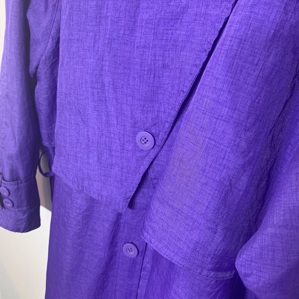 EUC Vintage Elco‎ Purple Nylon Polyester Double Breasted Trench Coat Size 9/10 - Picture 6 of 7